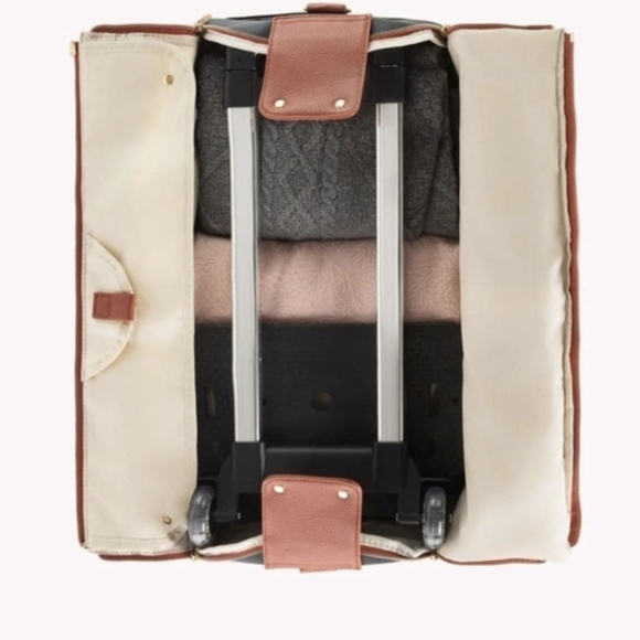 Elegant Tan and Cream Travel Duffel with Wheels - Picture 6 of 6